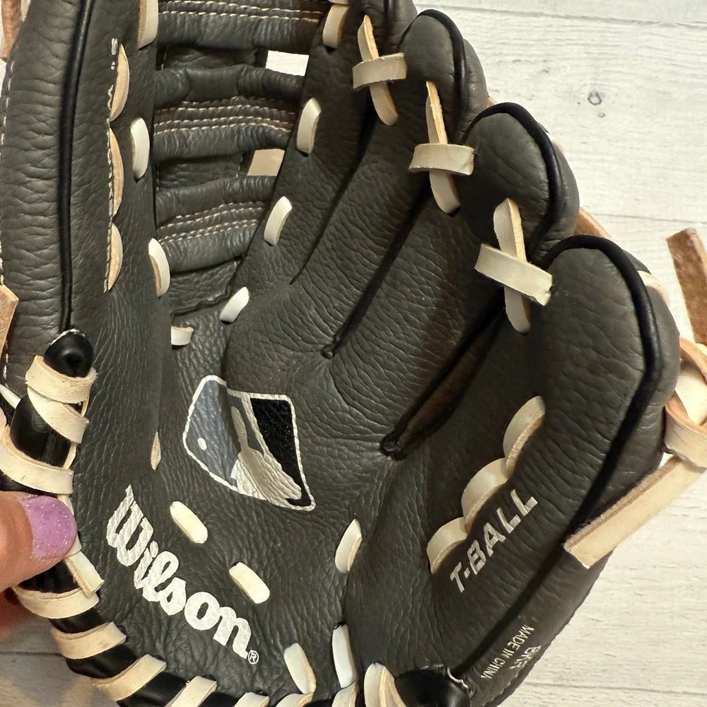Wilson Charcol Black kids Tball glove, left hand right handed throw